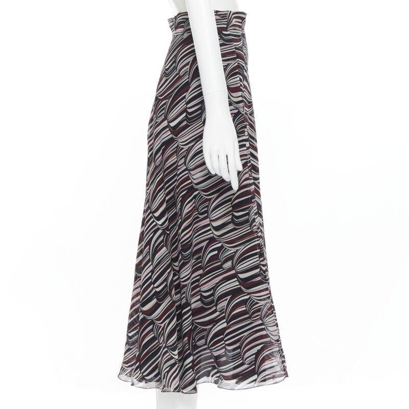 GIAMBATTISTA VALLI Jupe midi en soie noire et rouge tropicale 100 %, Taille IT38 XS Pour femmes en vente