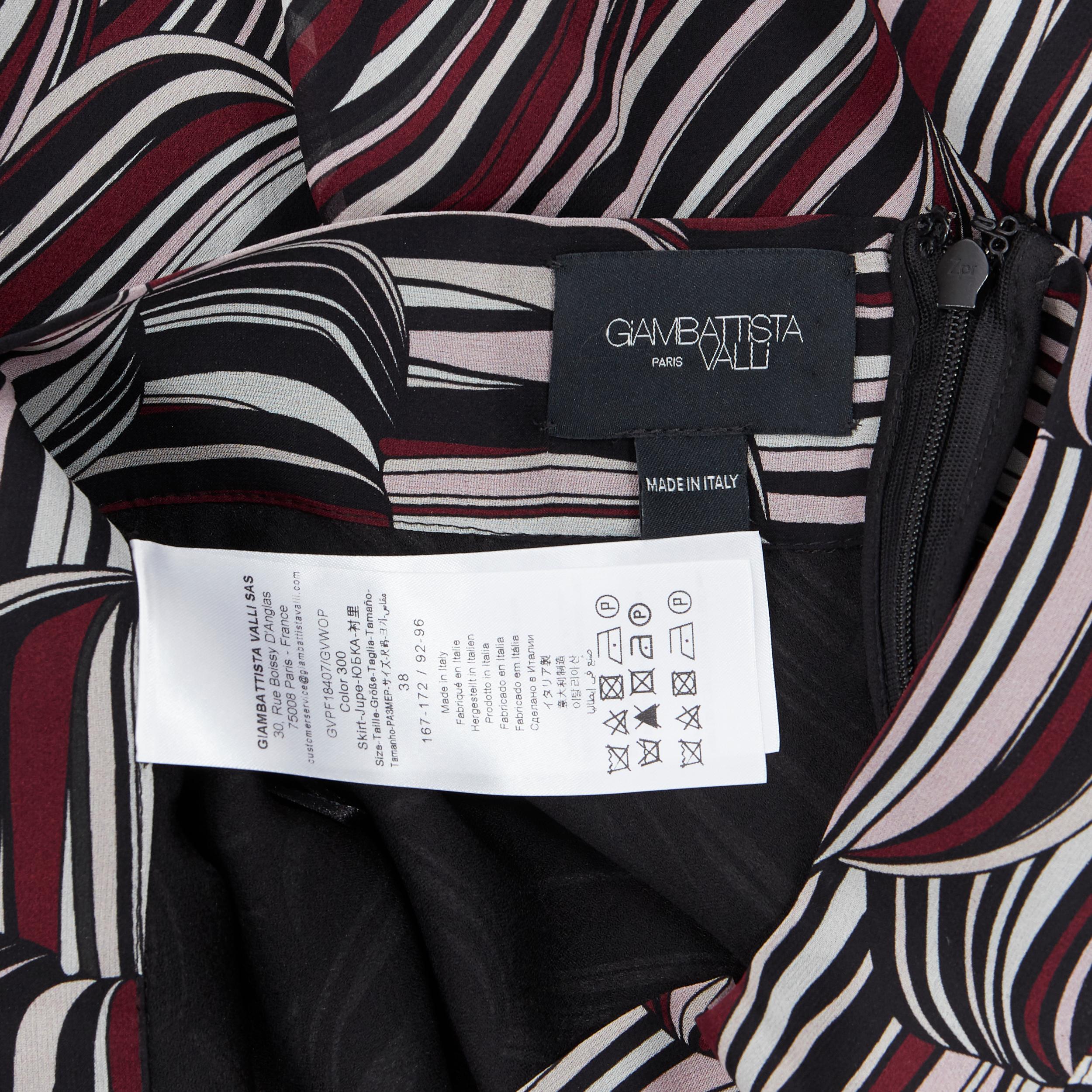 GIAMBATTISTA VALLI black red tropical pattern 100% silk midi skirt IT38 XS For Sale 2