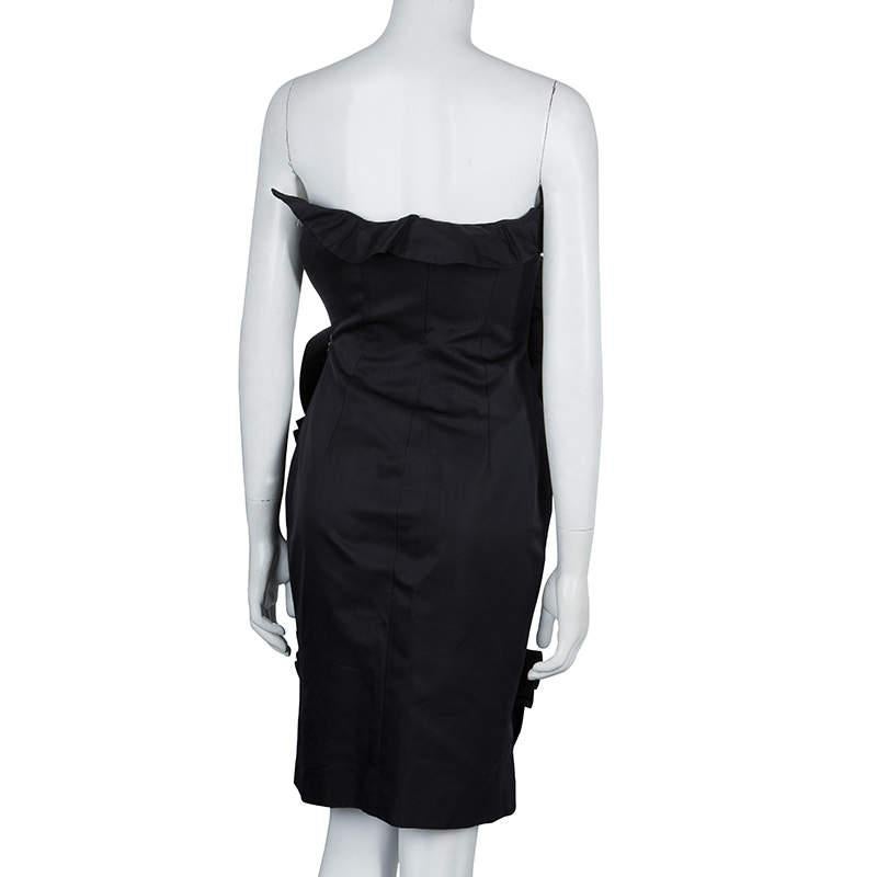 Giambattista Valli Black Ruffle Dress XXS In Good Condition For Sale In Dubai, Al Qouz 2