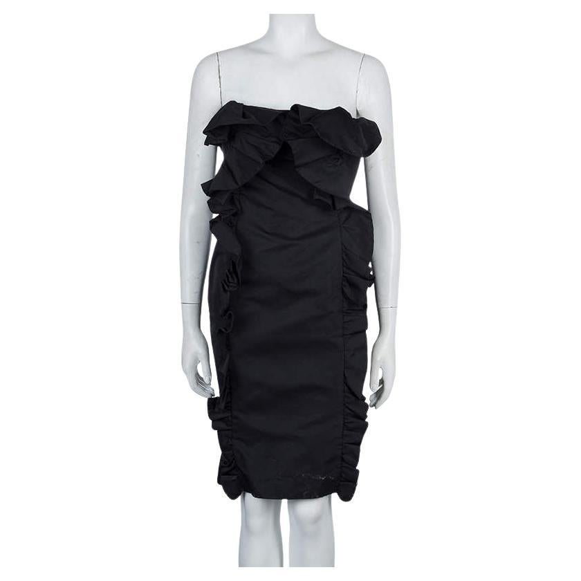 Giambattista Valli Black Ruffle Dress XXS For Sale