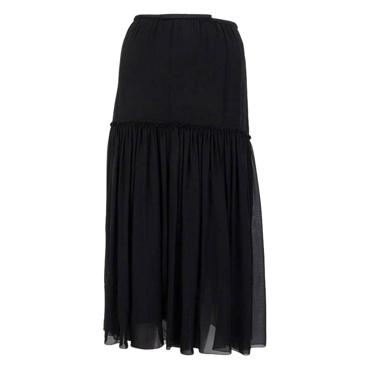 GIAMBATTISTA VALLI falda CHIFFON MIDI de seda negra 40 S