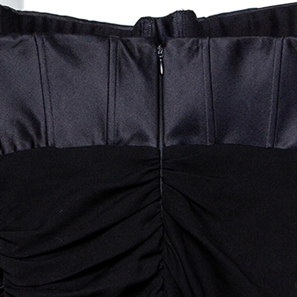 Women's Giambattista Valli Black Silk Draped Bustier Detail Faux Wrap Gown S