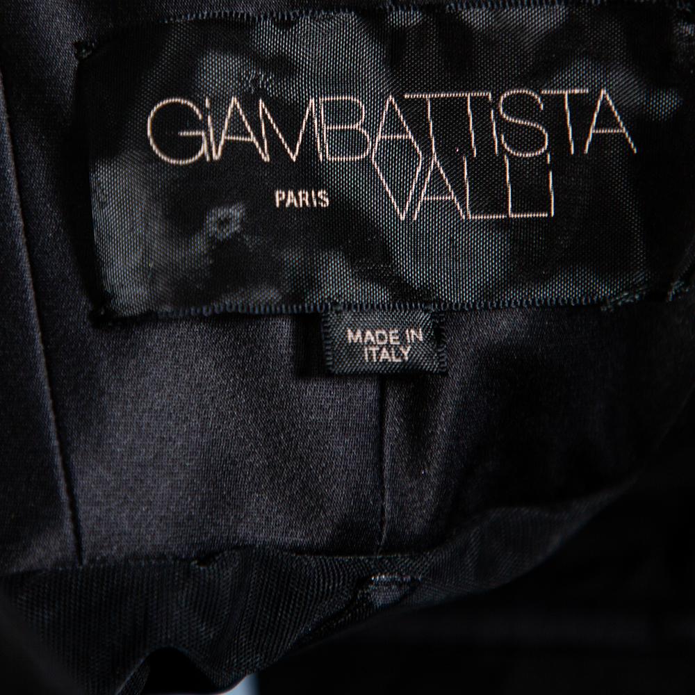 Giambattista Valli Black Silk Draped Bustier Detail Faux Wrap Gown S 1