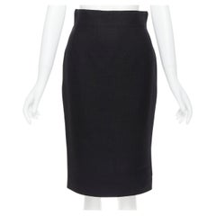 GIAMBATTISTA VALLI black silk linen blend pencil skirt IT38 XS