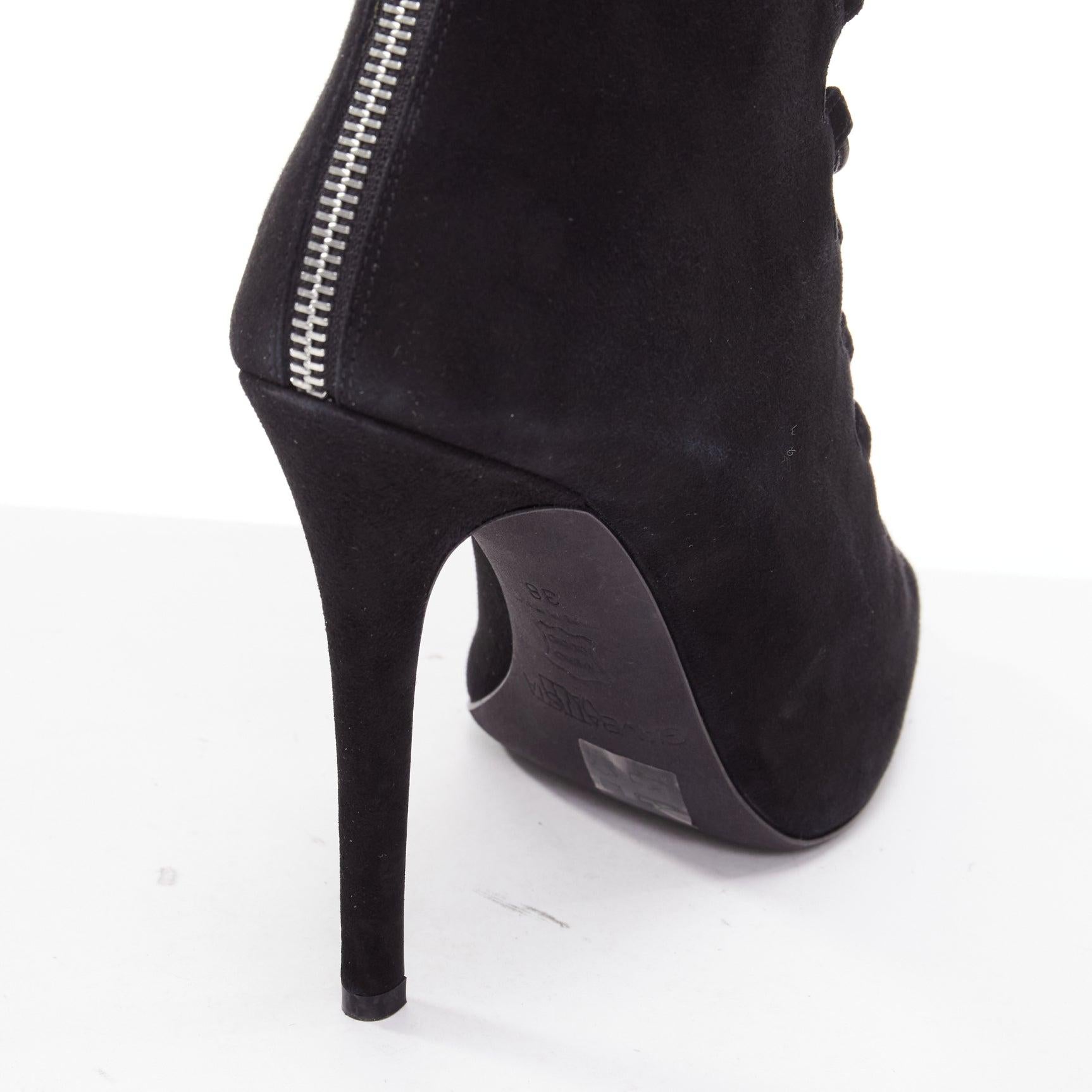 GIAMBATTISTA VALLI black suede leather criss cross lace up front boots EU38 For Sale 6