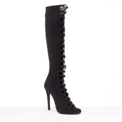 GIAMBATTISTA VALLI black suede leather criss cross lace up front boots EU38