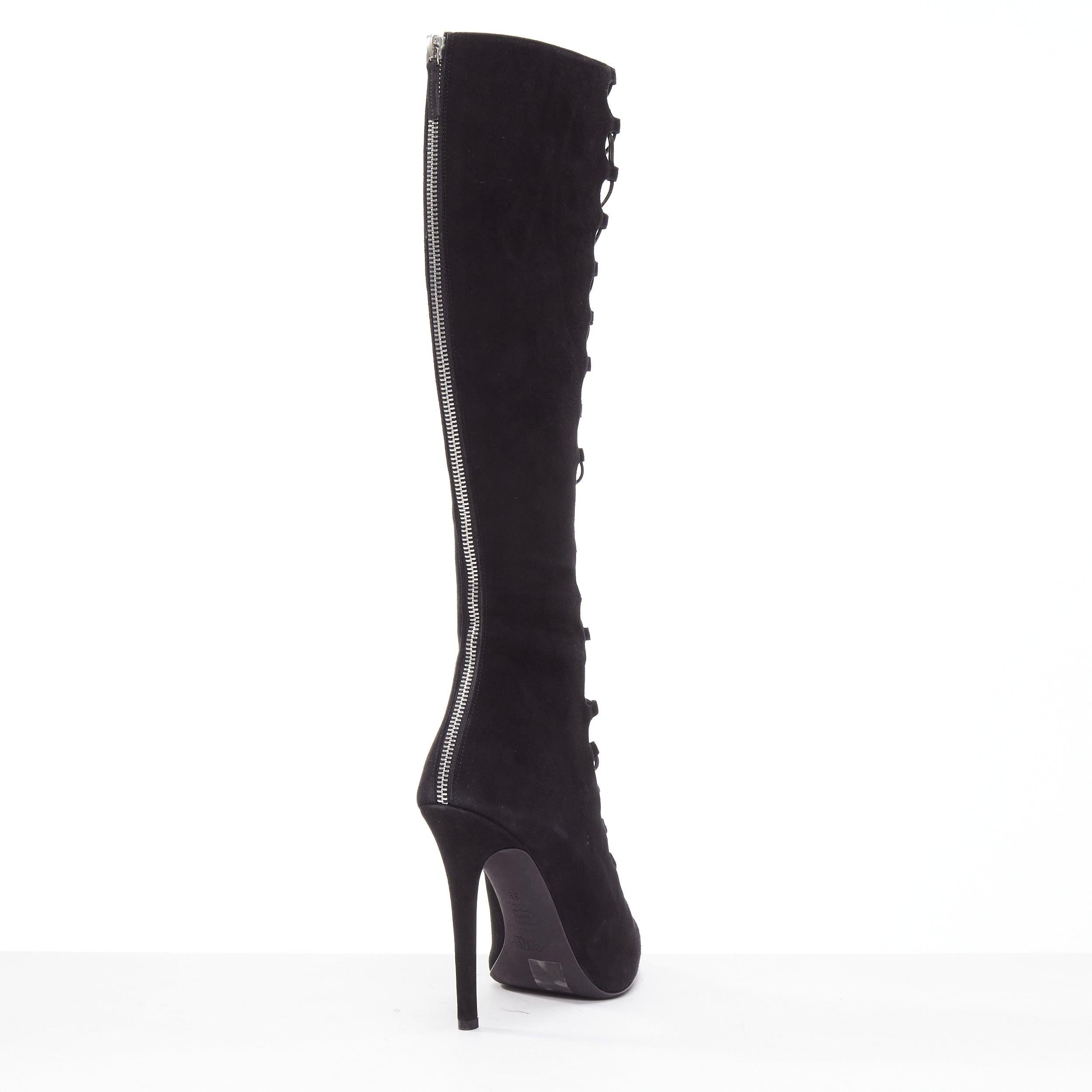 GIAMBATTISTA VALLI black suede leather criss cross lace up front boots EU38 For Sale 4