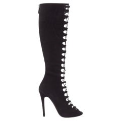 GIAMBATTISTA VALLI black suede leather criss cross lace up front boots EU38