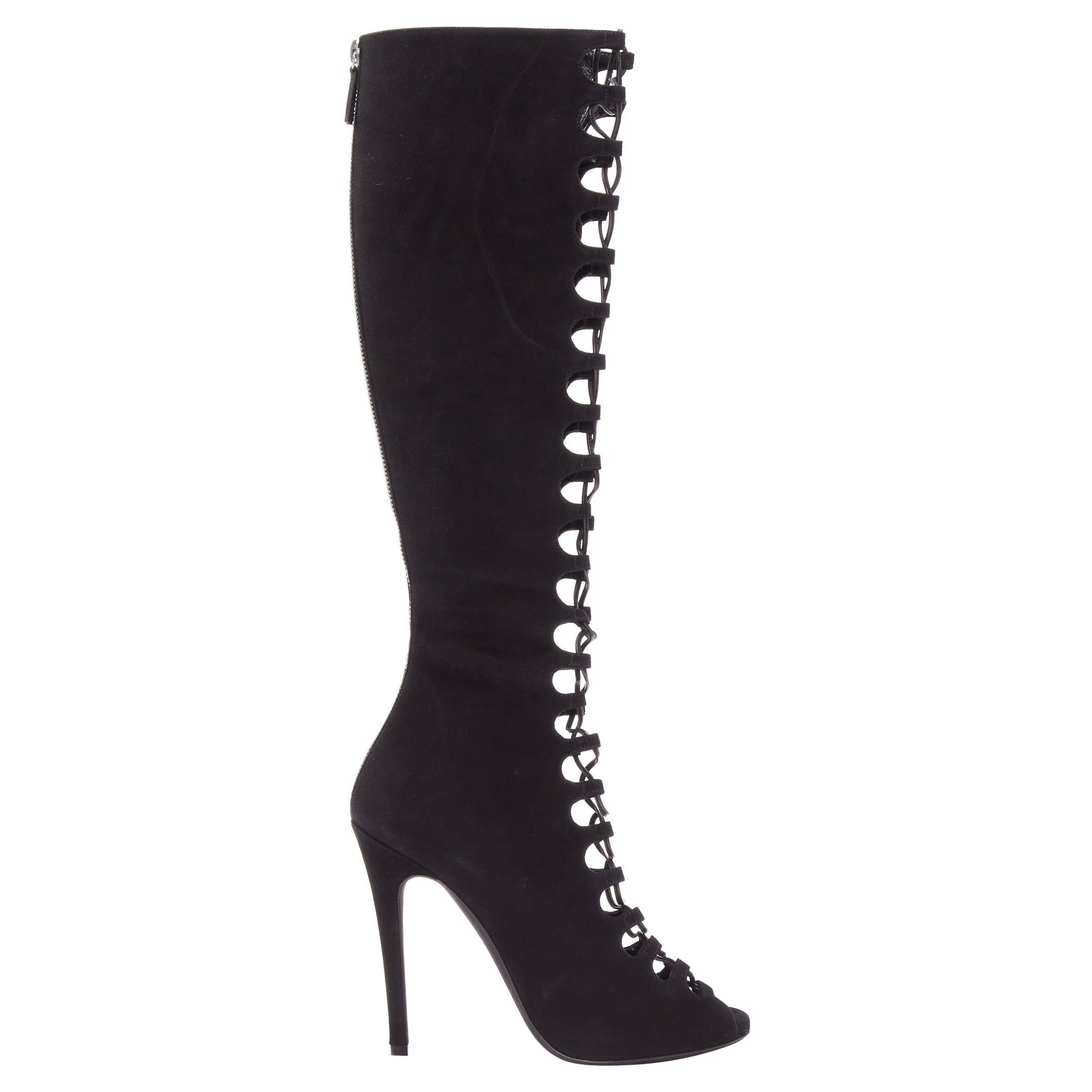 GIAMBATTISTA VALLI botas con cordones cruzados en ante negro EU38