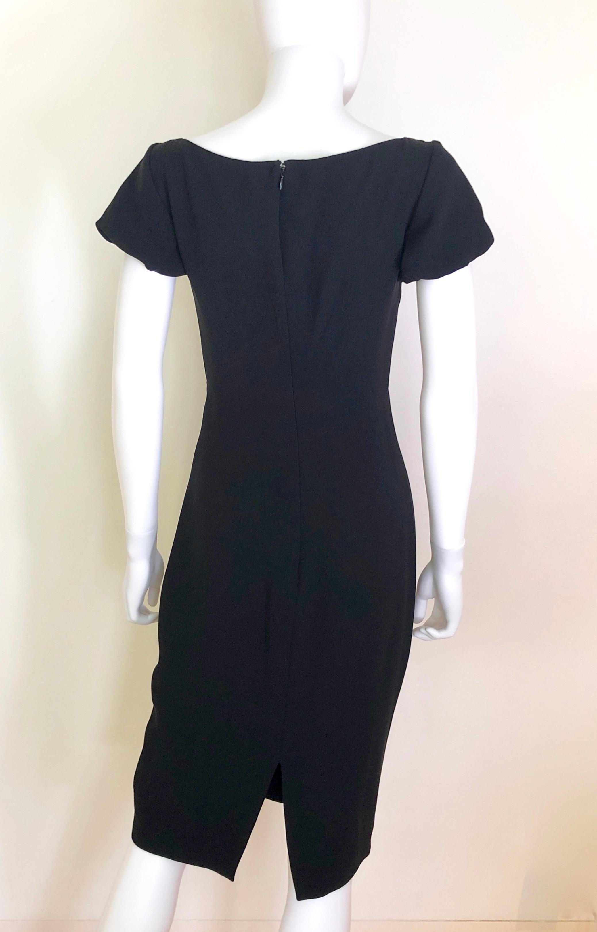 Giambattista Valli Black Sueded Silk Size 42/S Cocktail Dress w/ Princess Sleeve For Sale 5
