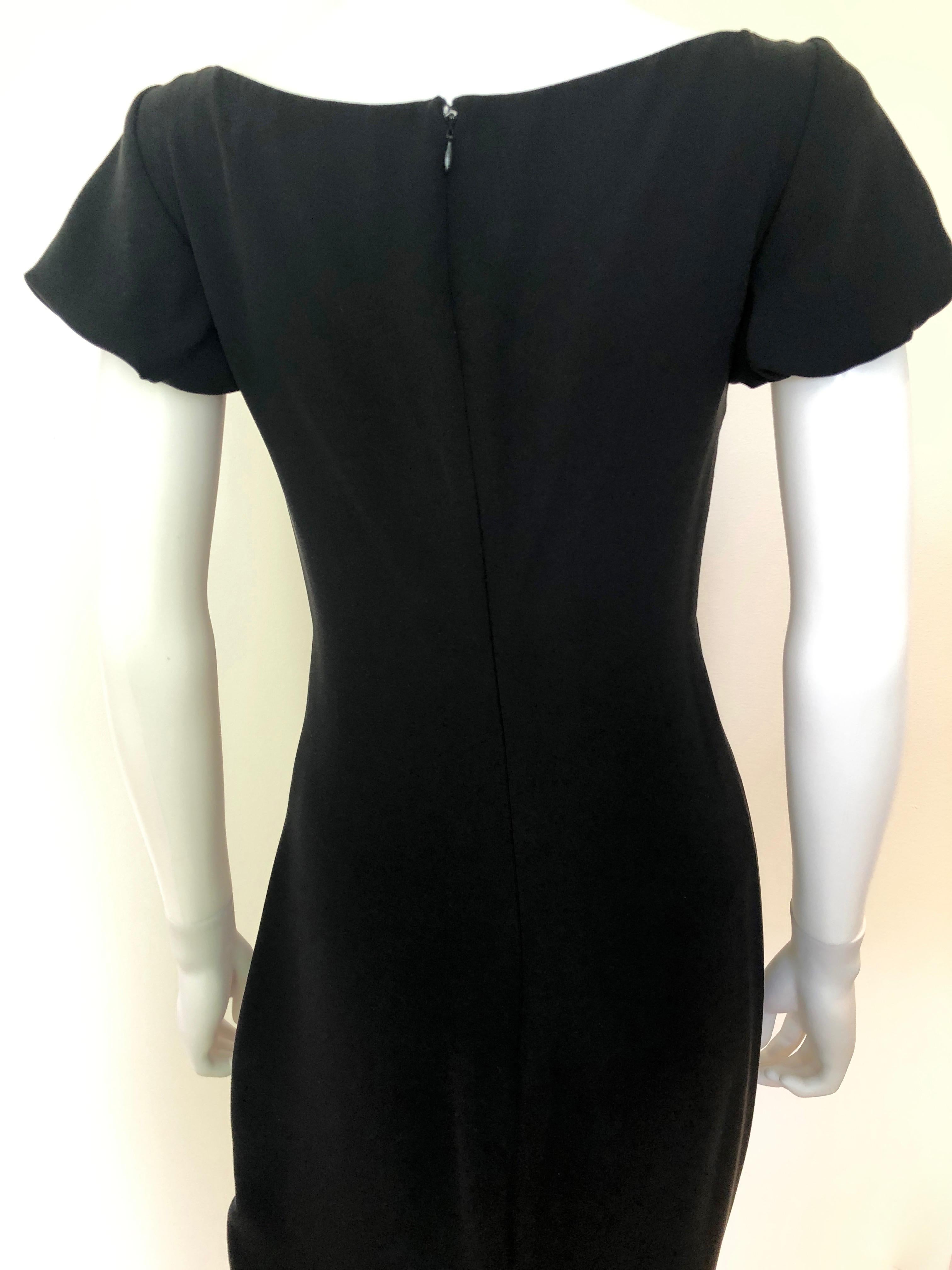 Giambattista Valli Black Sueded Silk Size 42/S Cocktail Dress w/ Princess Sleeve For Sale 6