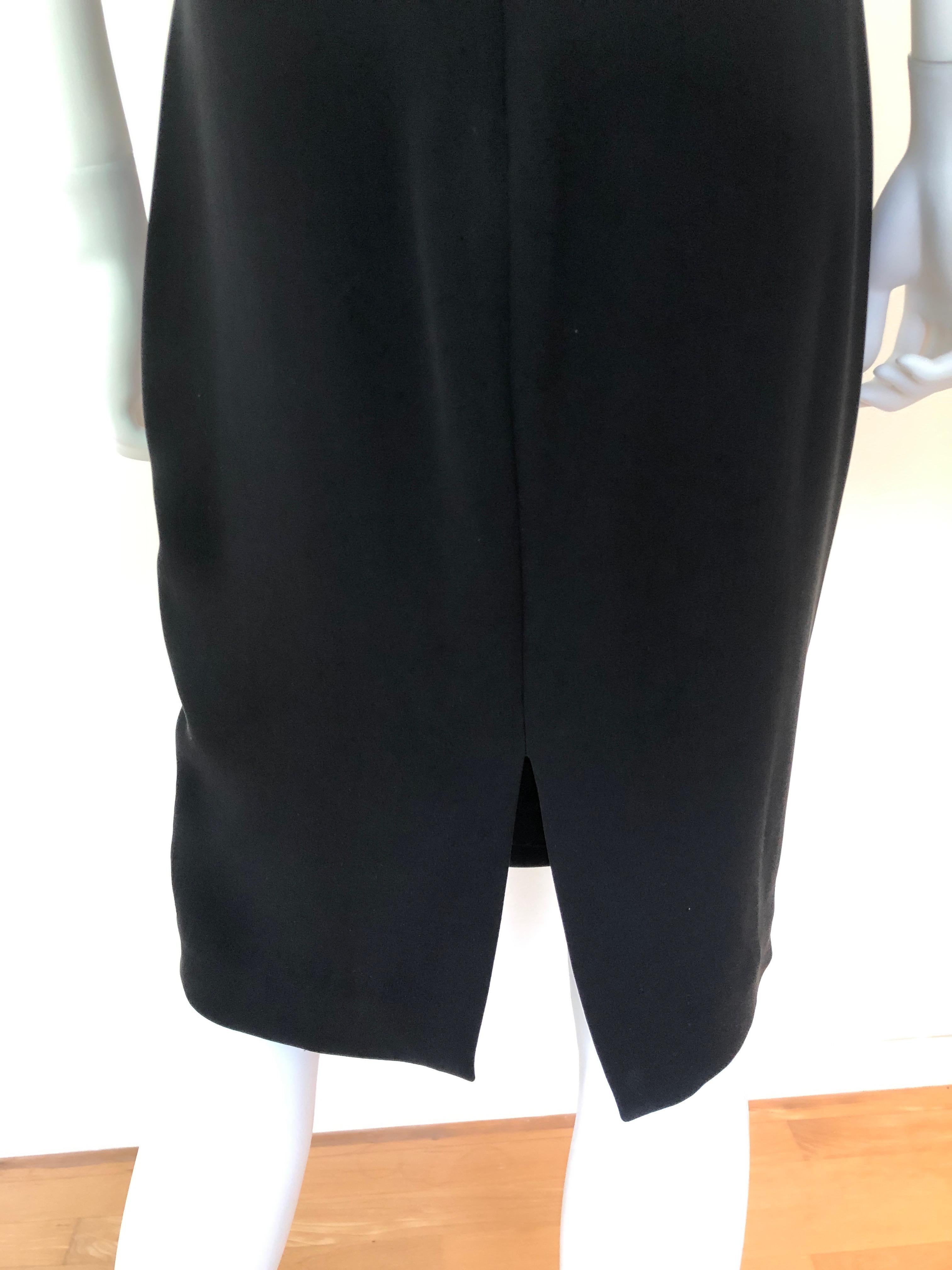 Giambattista Valli Black Sueded Silk Size 42/S Cocktail Dress w/ Princess Sleeve For Sale 7
