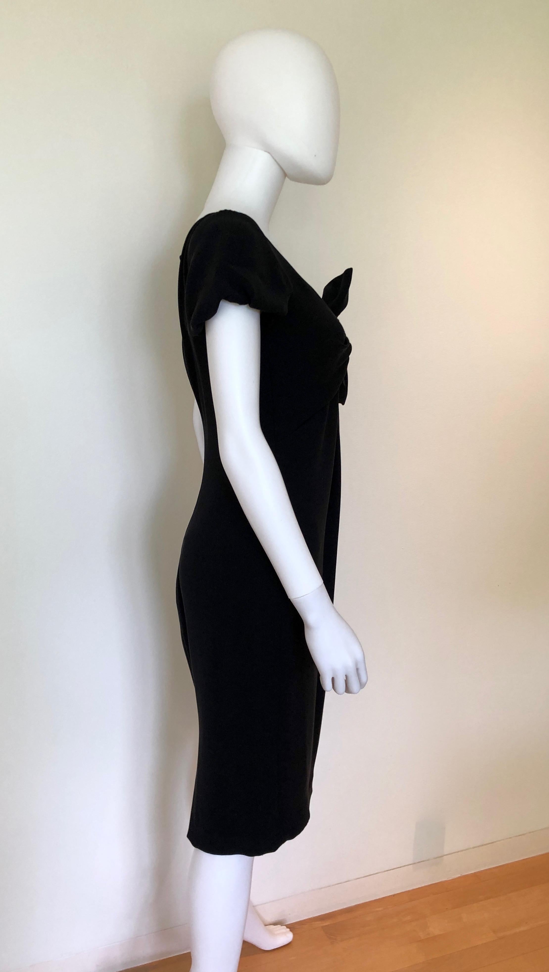 Giambattista Valli Black Sueded Silk Size 42/S Cocktail Dress w/ Princess Sleeve For Sale 8