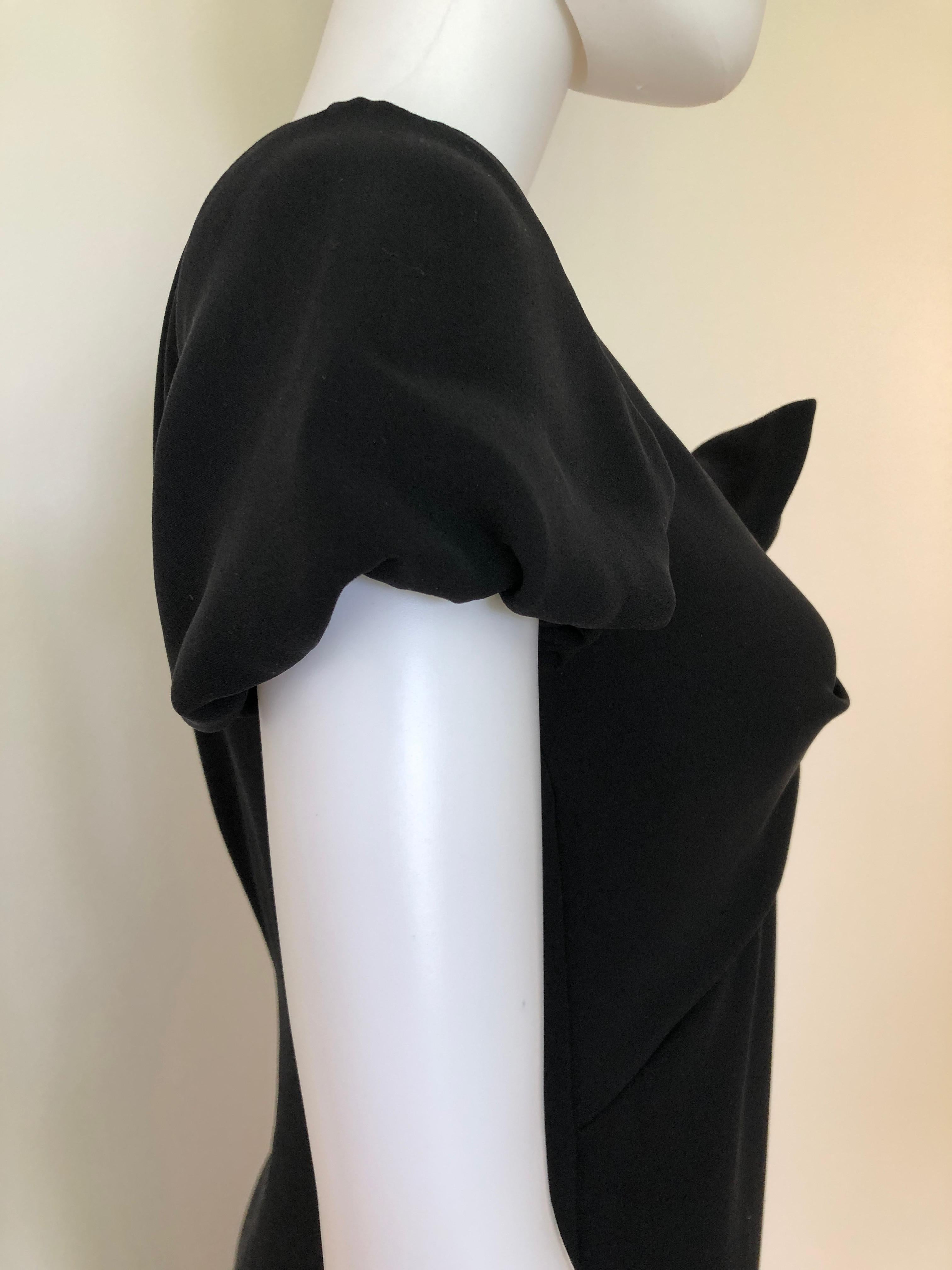 Giambattista Valli Black Sueded Silk Size 42/S Cocktail Dress w/ Princess Sleeve For Sale 9