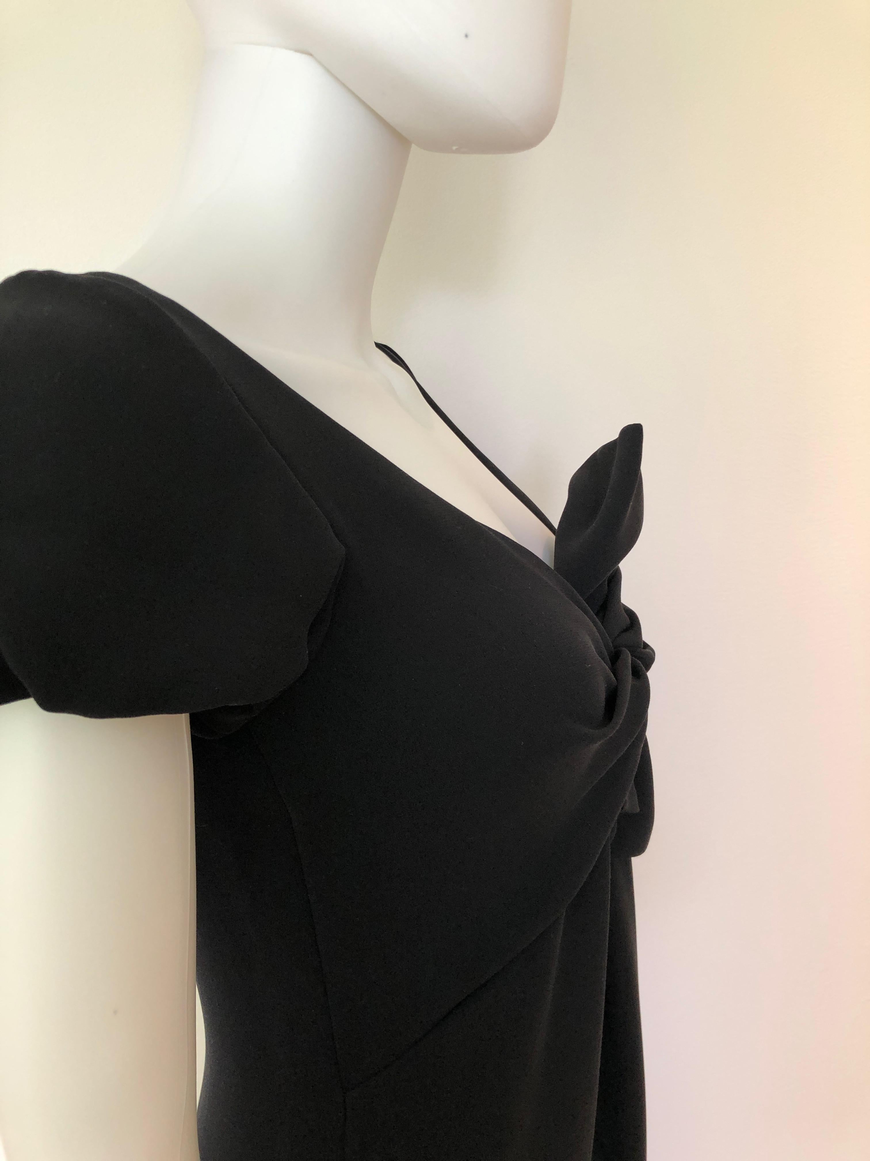 Giambattista Valli Black Sueded Silk Size 42/S Cocktail Dress w/ Princess Sleeve For Sale 10