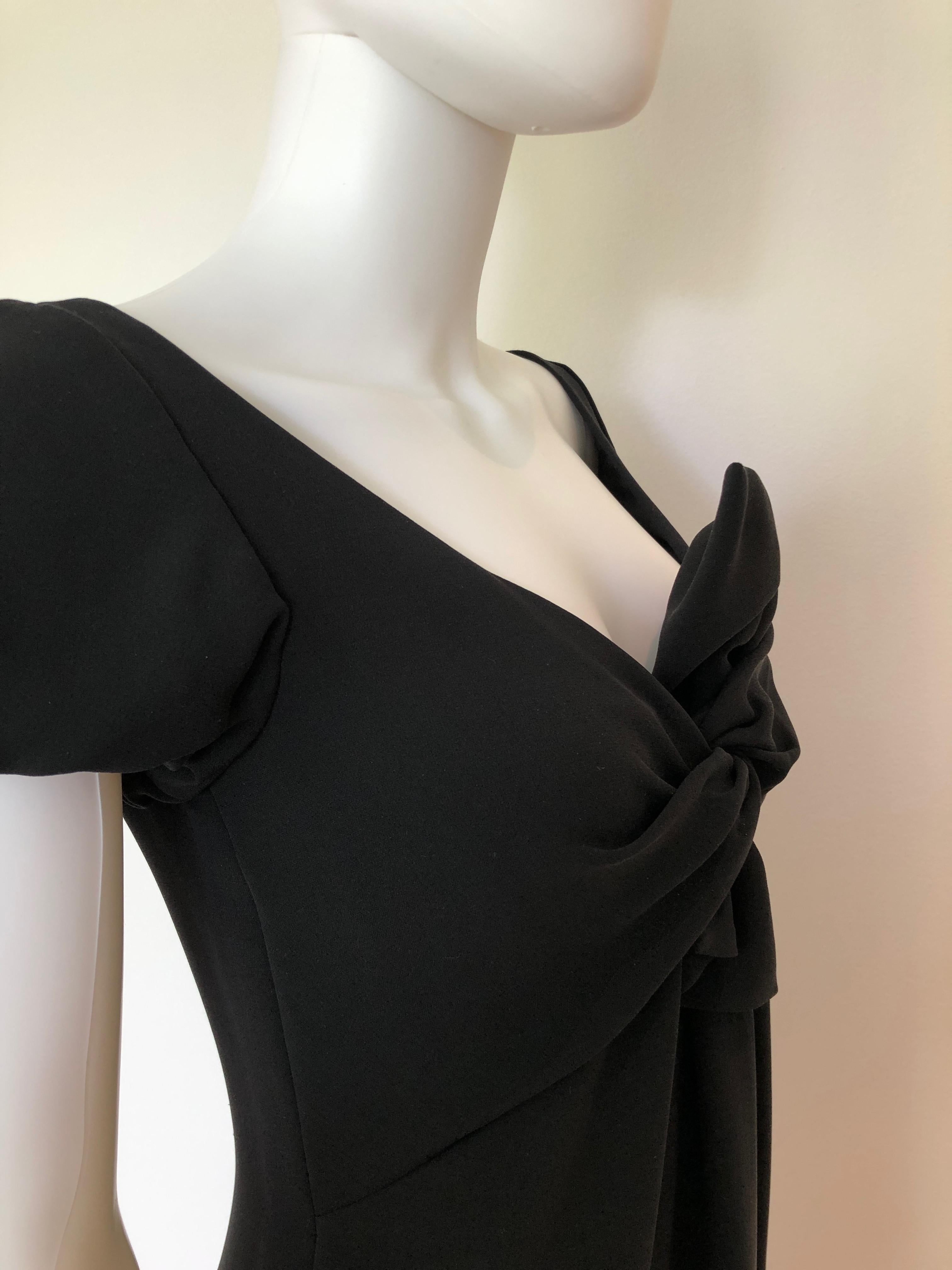 Giambattista Valli Black Sueded Silk Size 42/S Cocktail Dress w/ Princess Sleeve For Sale 11