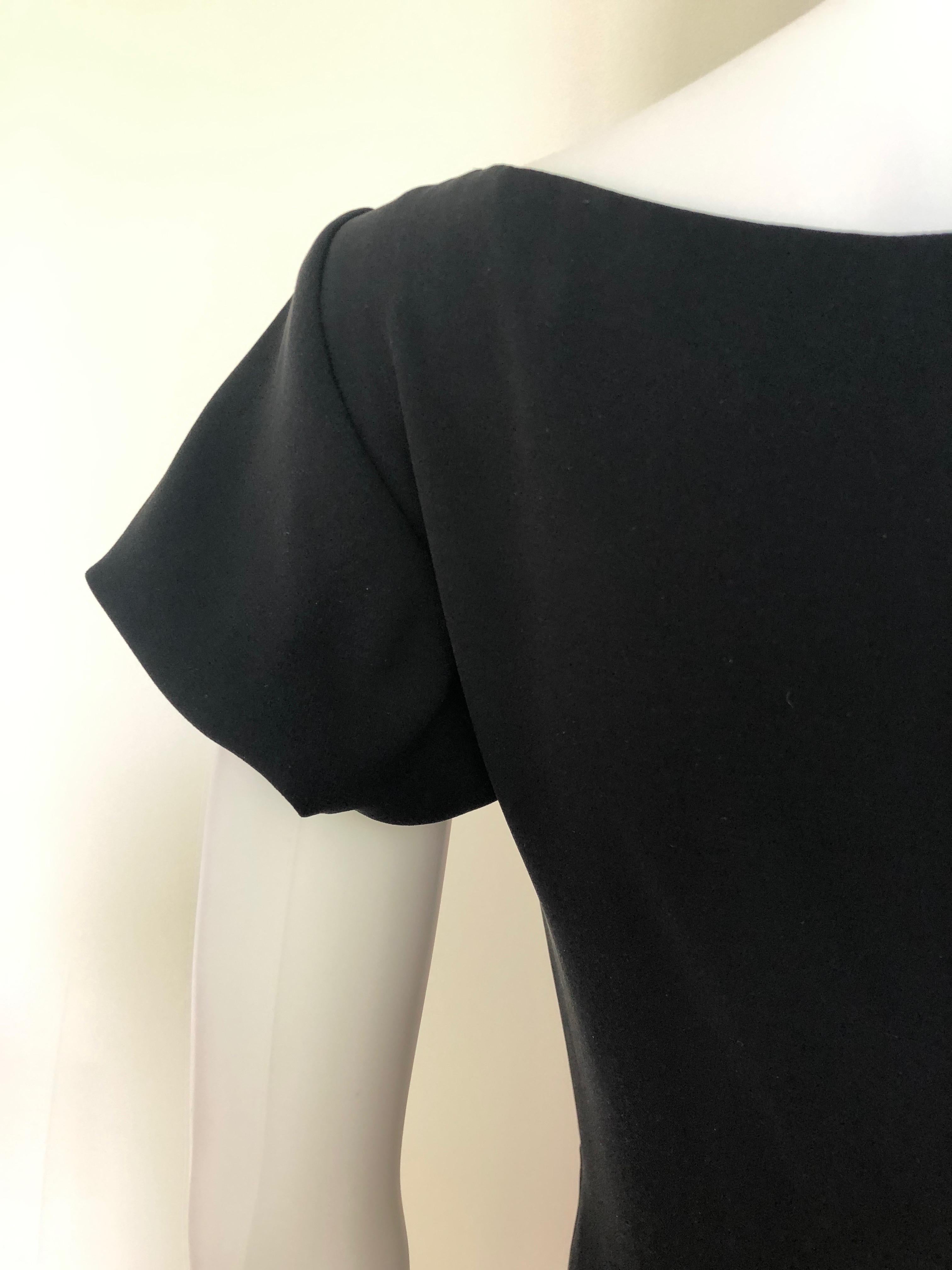 Giambattista Valli Black Sueded Silk Size 42/S Cocktail Dress w/ Princess Sleeve For Sale 13