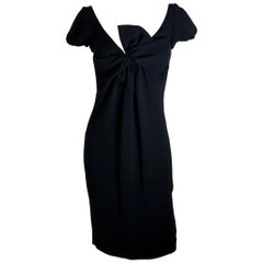 Giambattista Valli Black Sueded Silk Size 42/S Cocktail Dress w/ Princess Sleeve