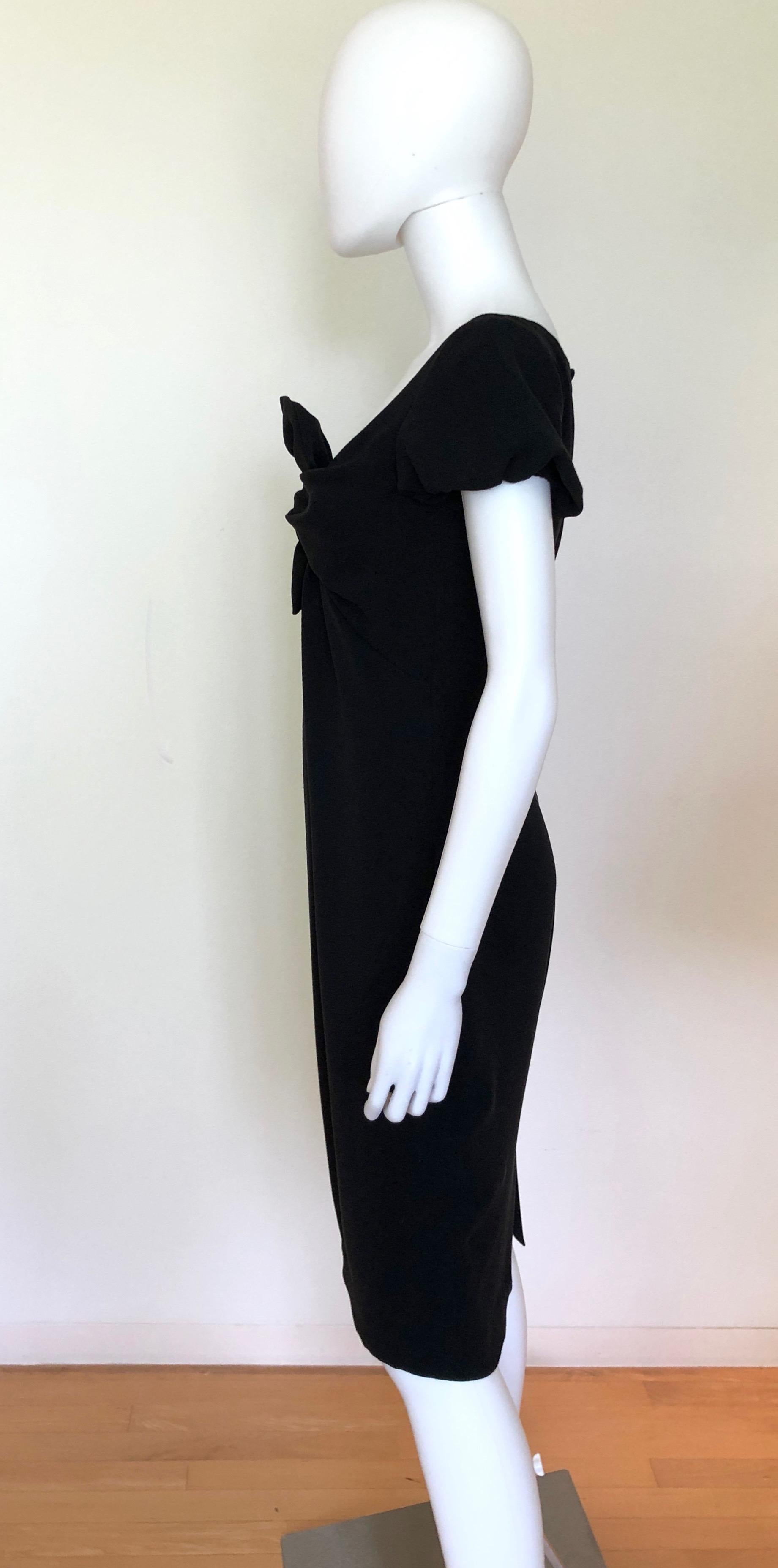 Giambattista Valli Black Sueded Silk Size 42/S Cocktail Dress w/ Princess Sleeve For Sale 1