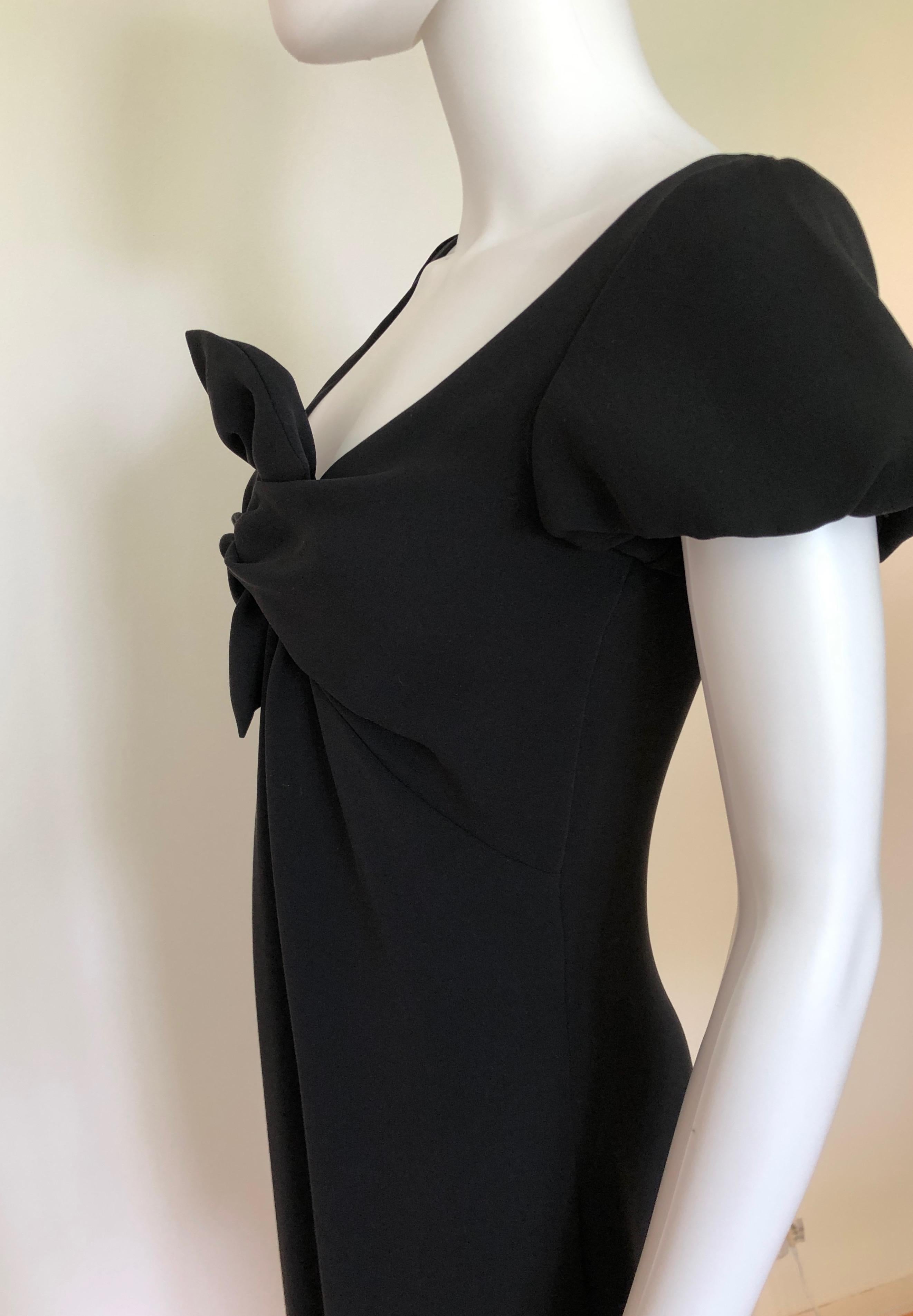 Giambattista Valli Black Sueded Silk Size 42/S Cocktail Dress w/ Princess Sleeve For Sale 2