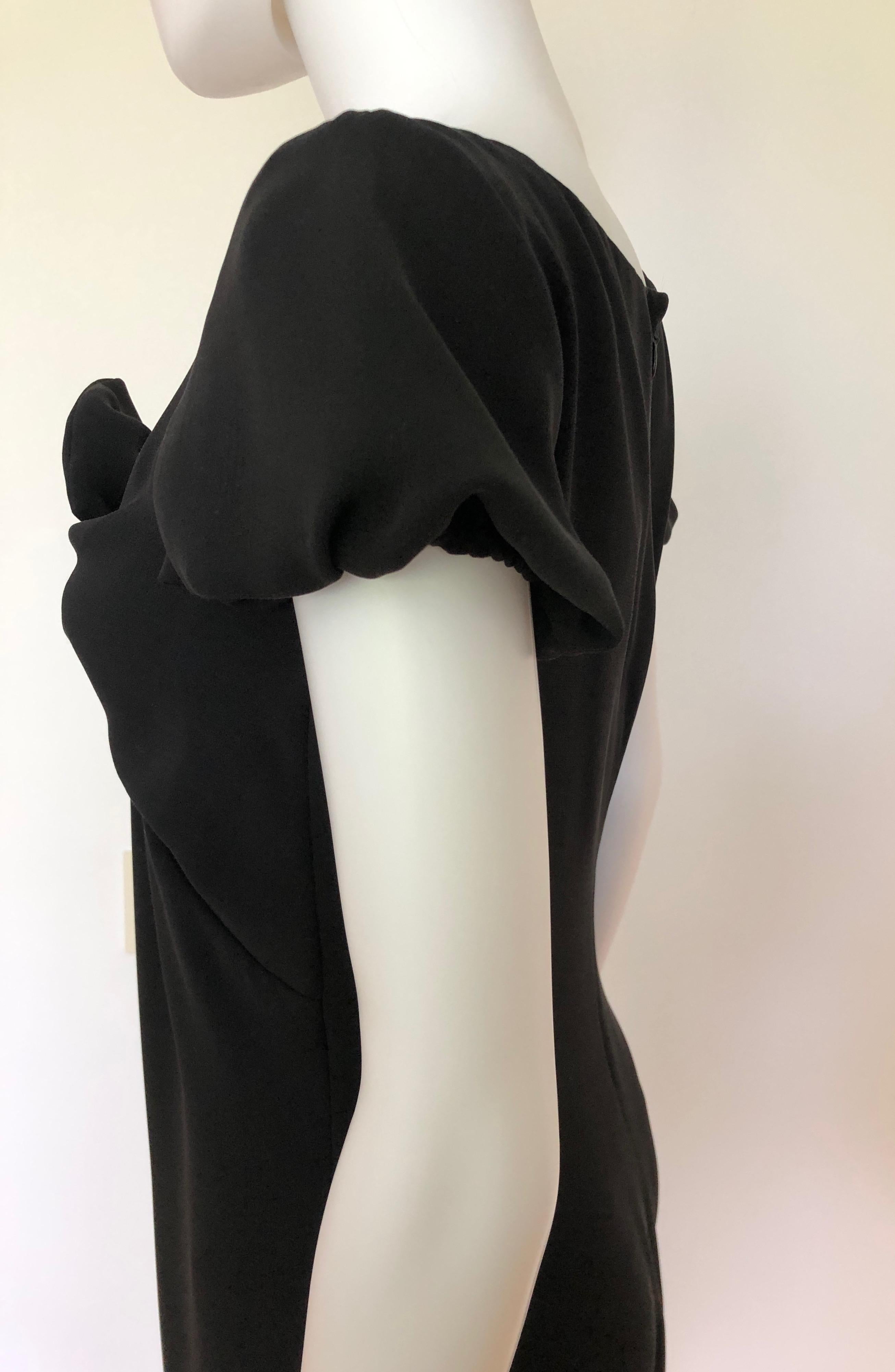 Giambattista Valli Black Sueded Silk Size 42/S Cocktail Dress w/ Princess Sleeve For Sale 3