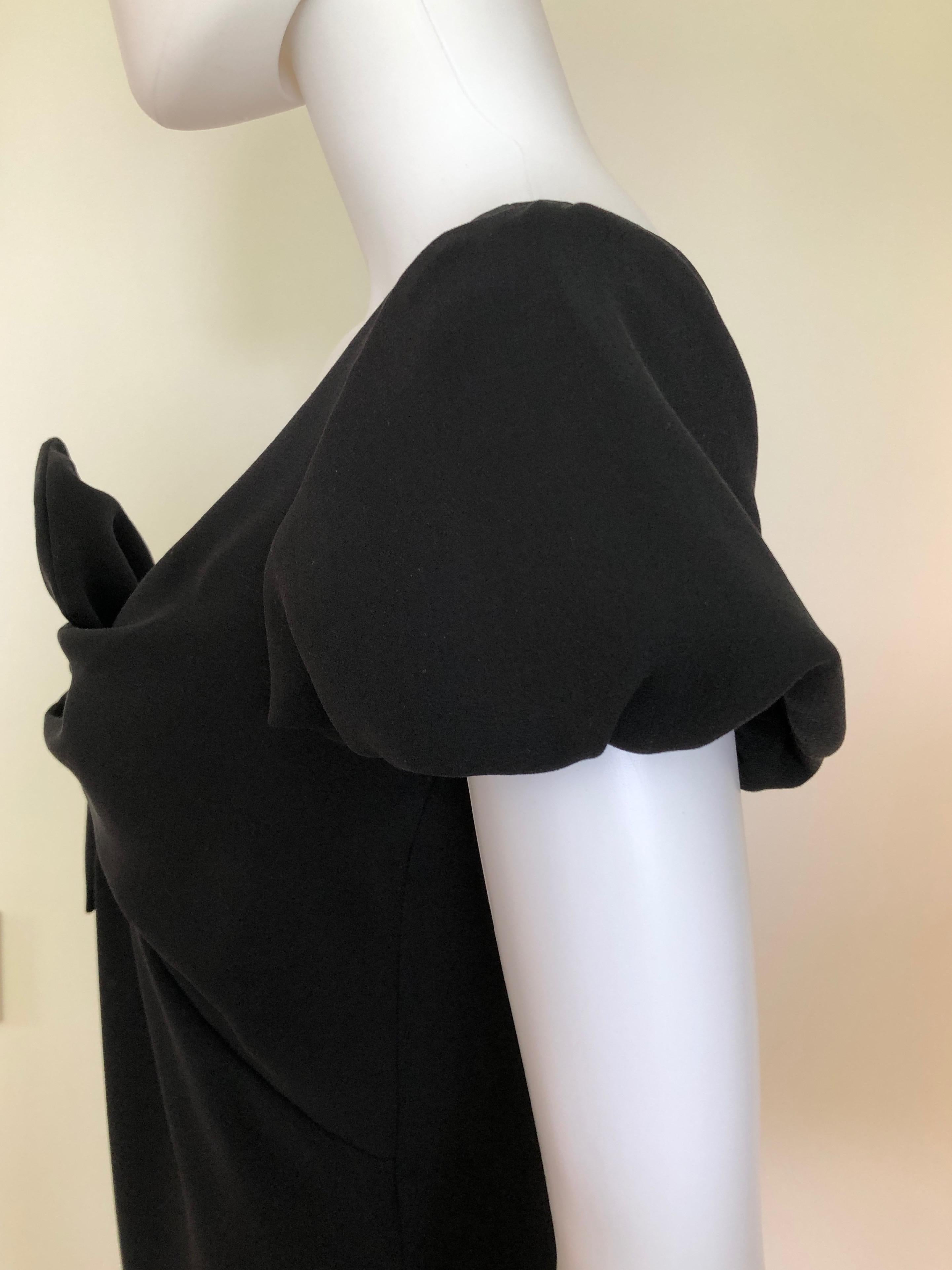 Giambattista Valli Black Sueded Silk Size 42/S Cocktail Dress w/ Princess Sleeve For Sale 4