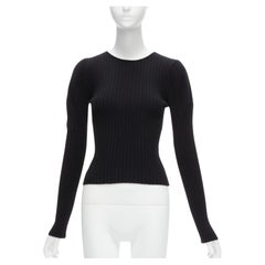 GIAMBATTISTA VALLI black virgin wool silk cashmere ribbed long sleeves sweater
