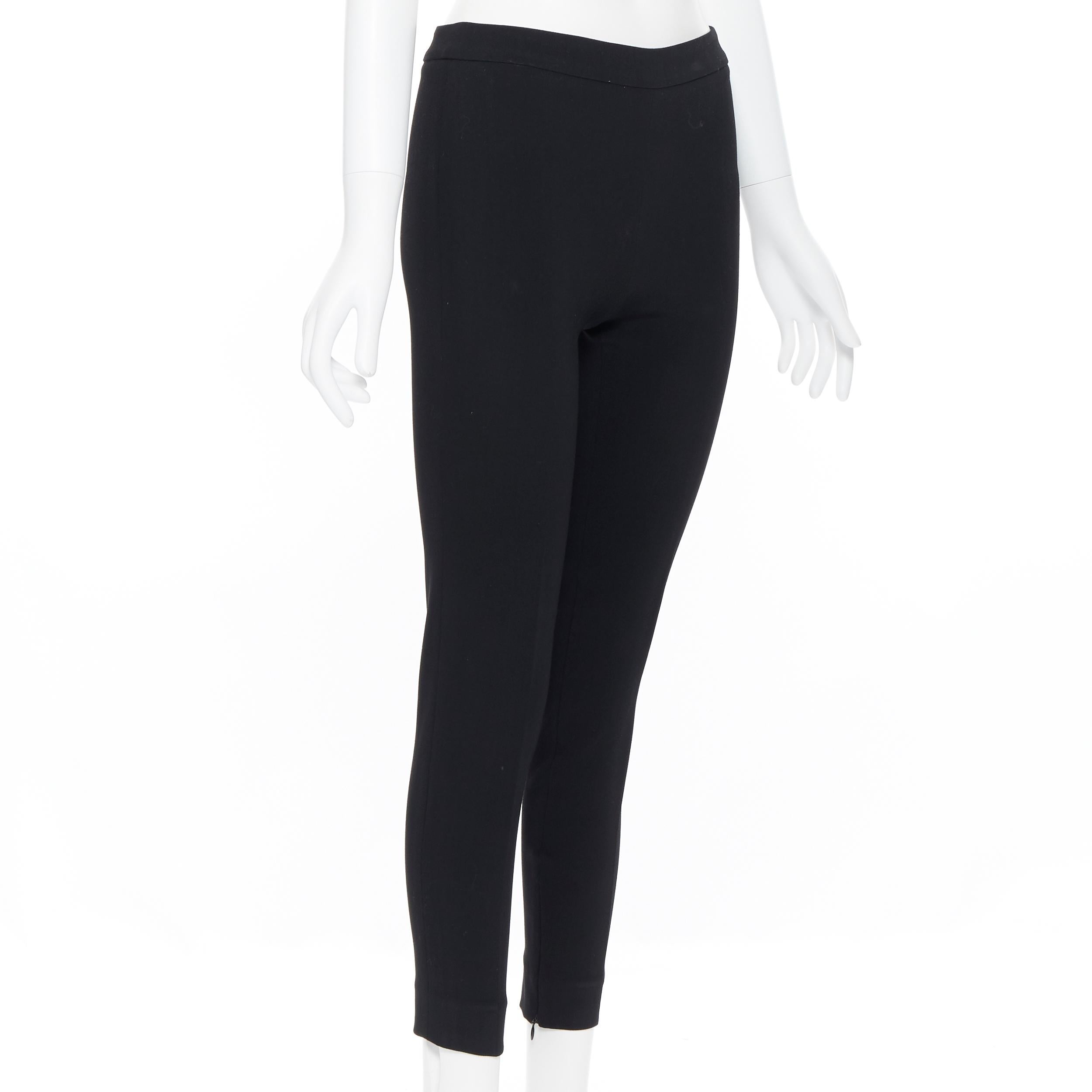 Black GIAMBATTISTA VALLI black viscose wool blend zipped hem slim trousers XXS 26