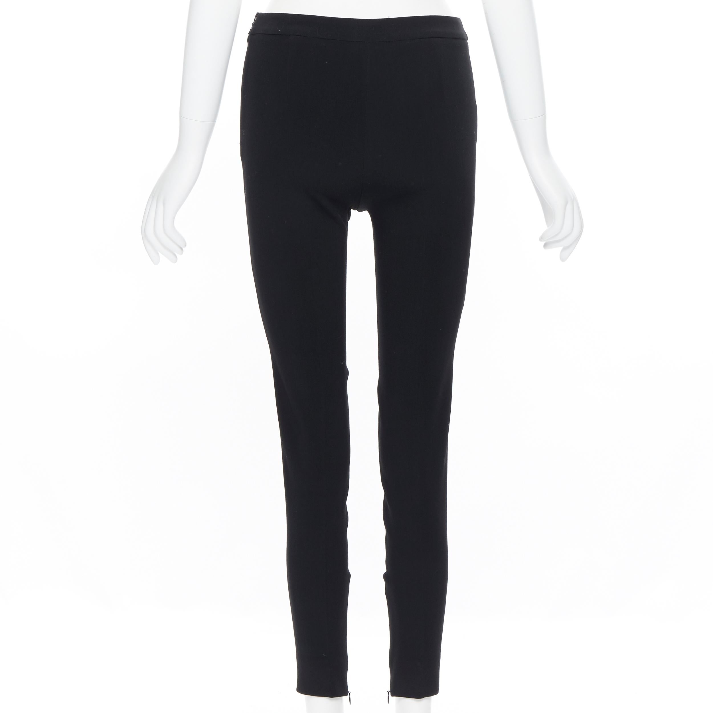 Women's GIAMBATTISTA VALLI black viscose wool blend zipped hem slim trousers XXS 26