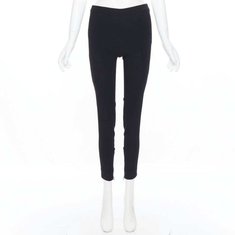 GIAMBATTISTA VALLI black viscose wool blend zipped hem slim trousers XXS 26