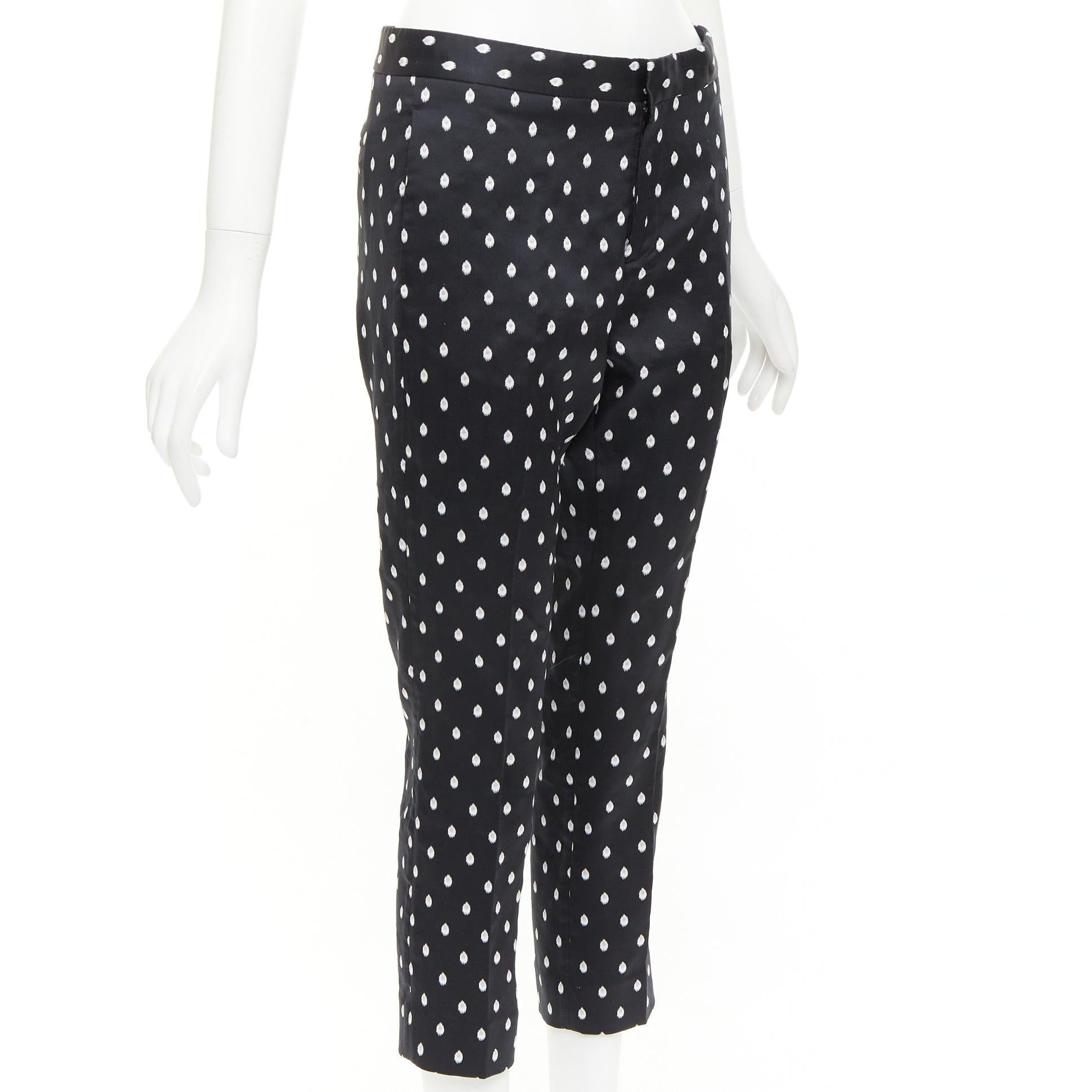 Black GIAMBATTISTA VALLI black white dot brocade tapered crop pants IT40 XS For Sale
