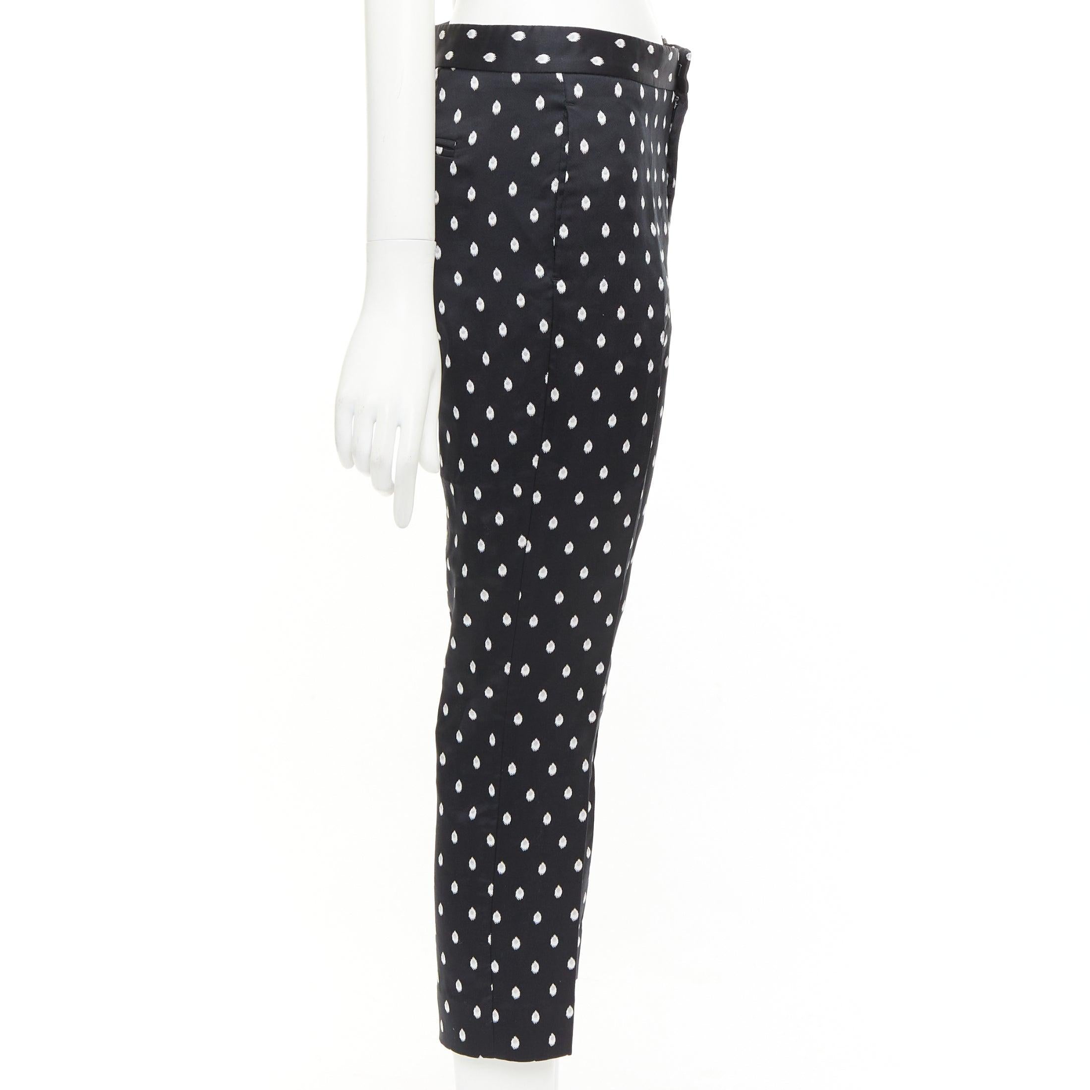 GIAMBATTISTA VALLI black white dot brocade tapered crop pants IT40 XS In Excellent Condition For Sale In Hong Kong, NT