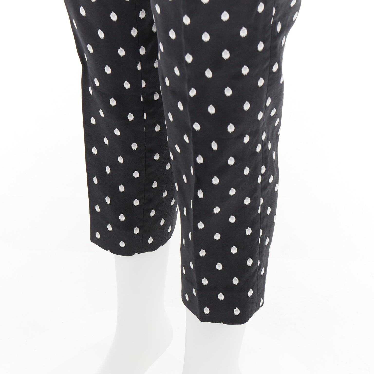 GIAMBATTISTA VALLI black white dot brocade tapered crop pants IT40 XS For Sale 2