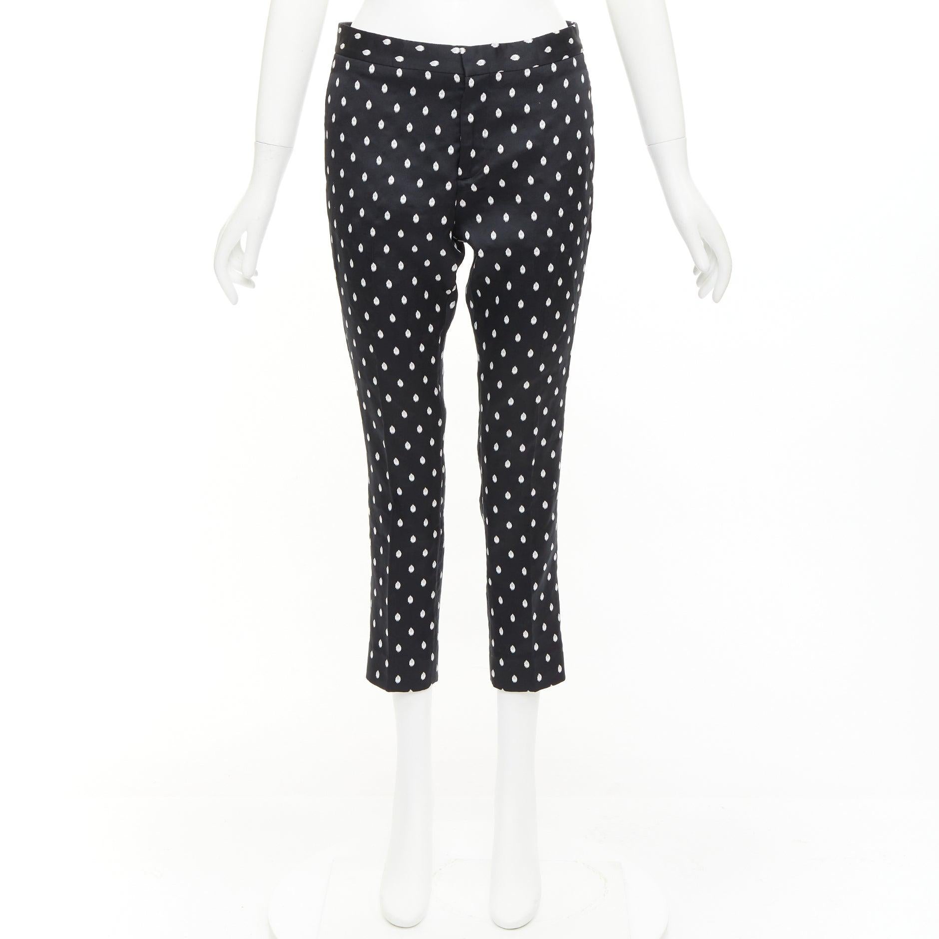 GIAMBATTISTA VALLI black white dot brocade tapered crop pants IT40 XS For Sale 4