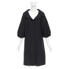 GIAMBATTISTA VALLI black wool puff sleeve flared swing collar long coat IT38 XXS