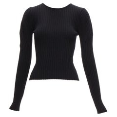 GIAMBATTISTA VALLI Schwarzer Pullover mit langen Ärmeln aus Wolle, Seide und Kaschmir und gerippt IT38