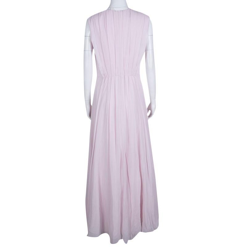 Gray Giambattista Valli Blush Pink Silk Chiffon Sleeveless Maxi Dress M