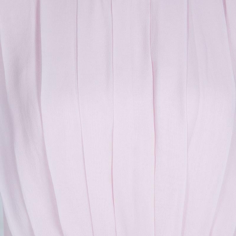 Giambattista Valli Blush Pink Silk Chiffon Sleeveless Maxi Dress M In Good Condition In Dubai, Al Qouz 2