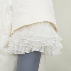 GIAMBATTISTA VALLI Bridal ruffle trim layered sleeve ivory shift dress IT40 XXS