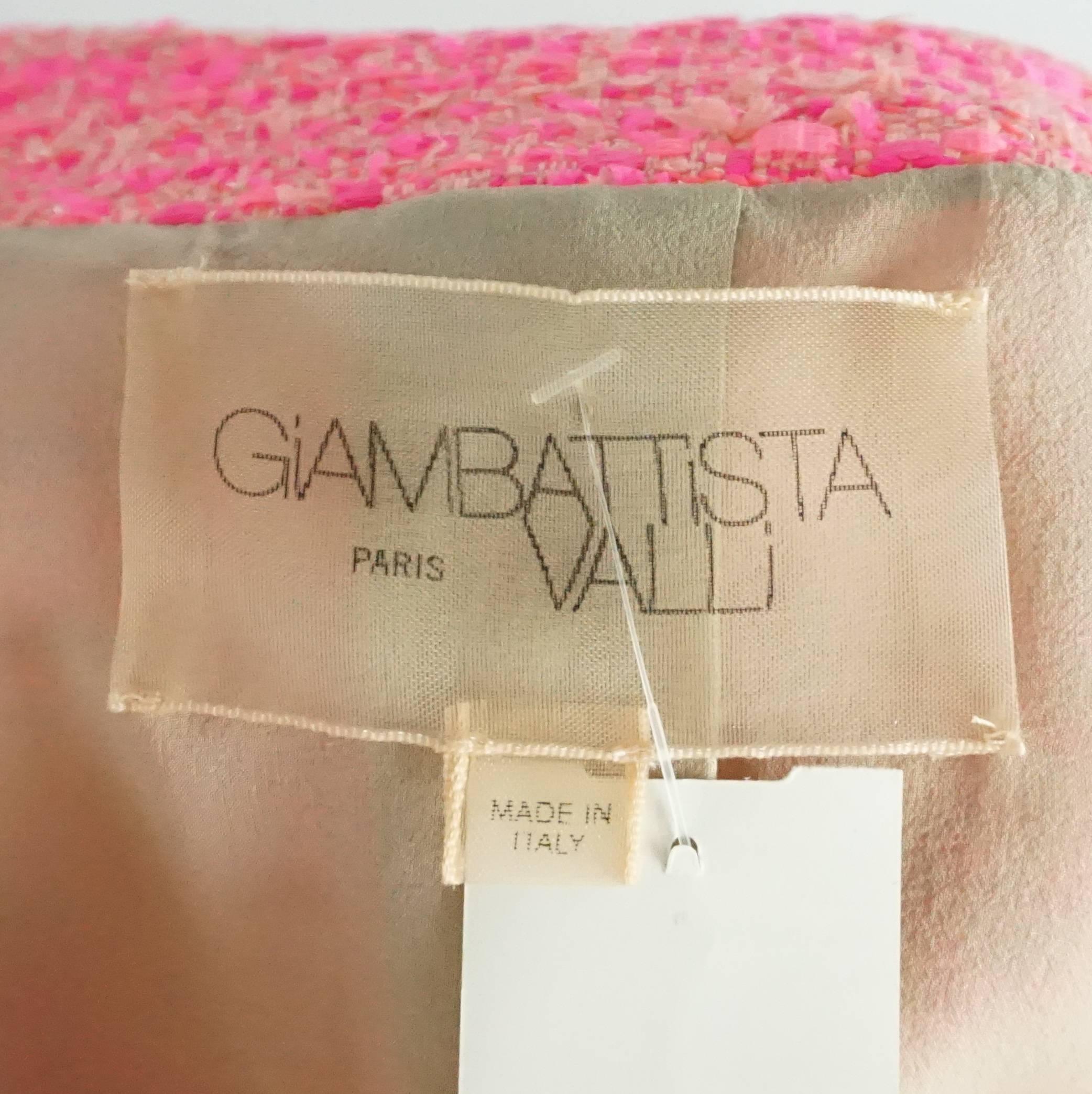 Veste en tweed rose vif Giambattista Valli - 46 Excellent état - En vente à West Palm Beach, FL