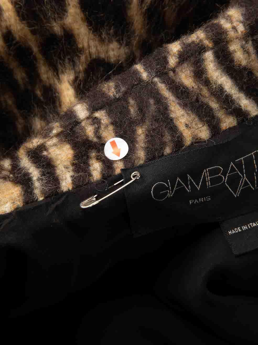Women's Giambattista Valli Brown Wool Brushed Leopard Print Coat Size XXS For Sale