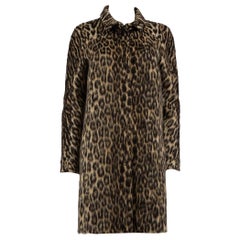 Giambattista Valli Cappotto marrone in lana spazzolata con stampa leopardo taglia XXS