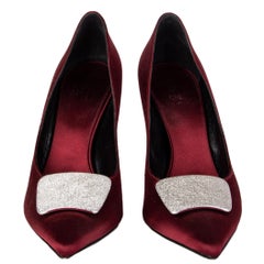 GIAMBATTISTA VALLI burgundy satin GLITTER BUCKLE Pumps Shoes 38