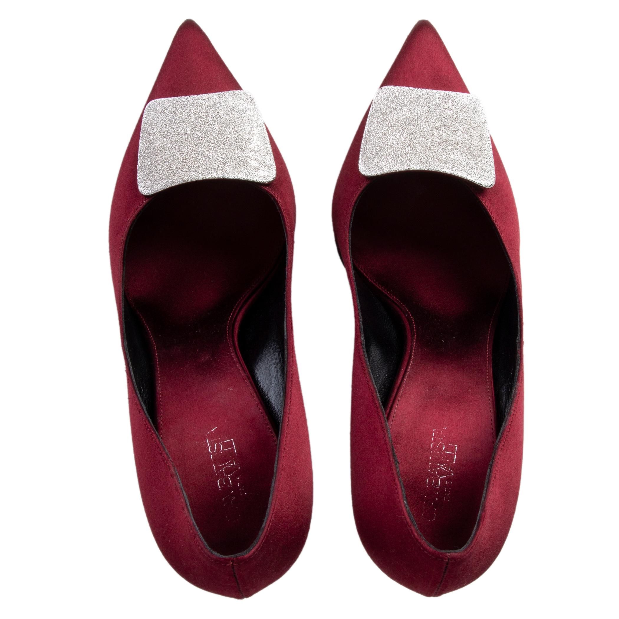Women's GIAMBATTISTA VALLI burgundy satin GLITTER BUCKLE Pumps Shoes 38 For Sale