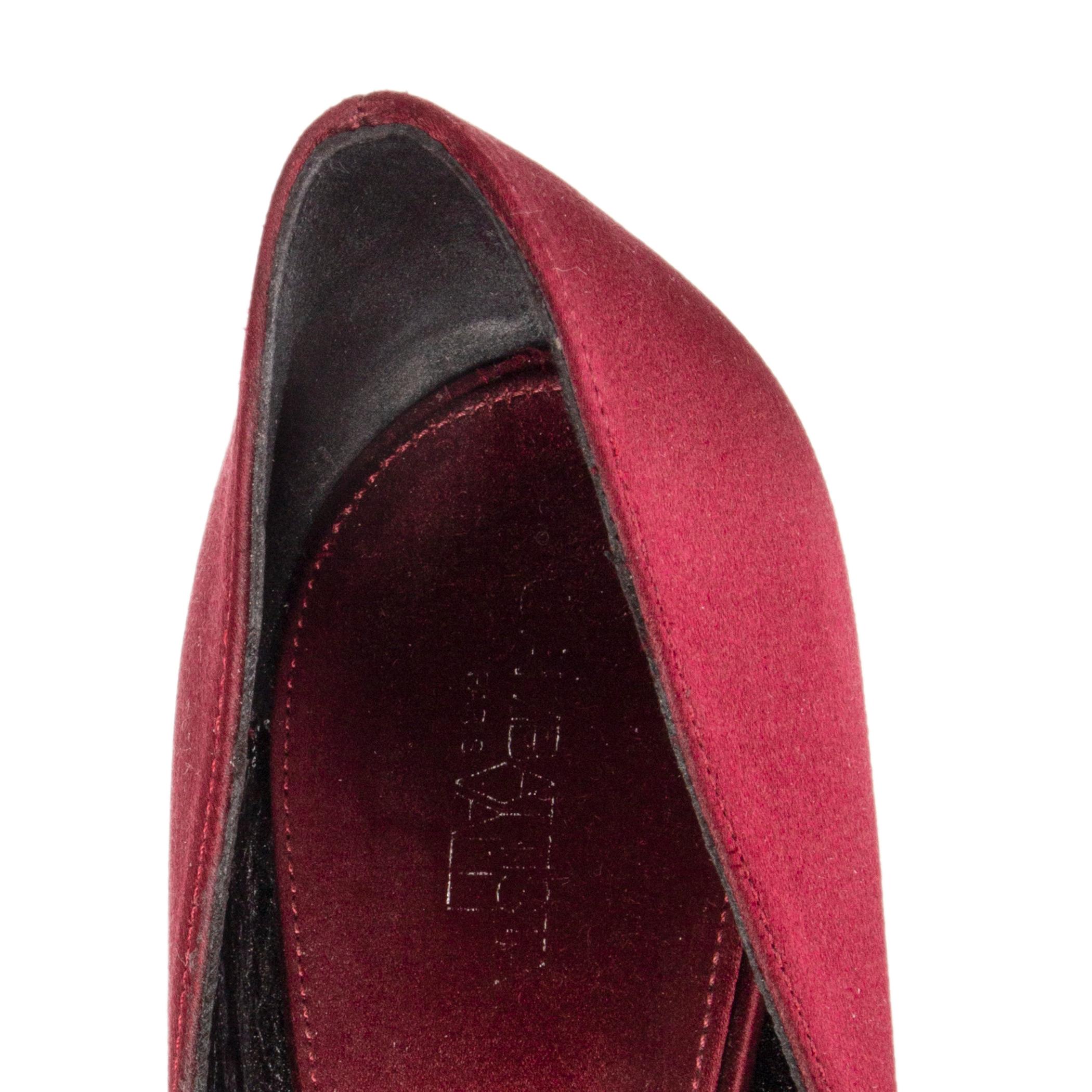 GIAMBATTISTA VALLI burgundy satin GLITTER BUCKLE Pumps Shoes 38 For Sale 1