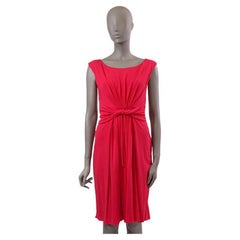 GIAMBATTISTA VALLI cherry silk SLEEVELESS GATHERED TWIST FRONT Dress 44 L