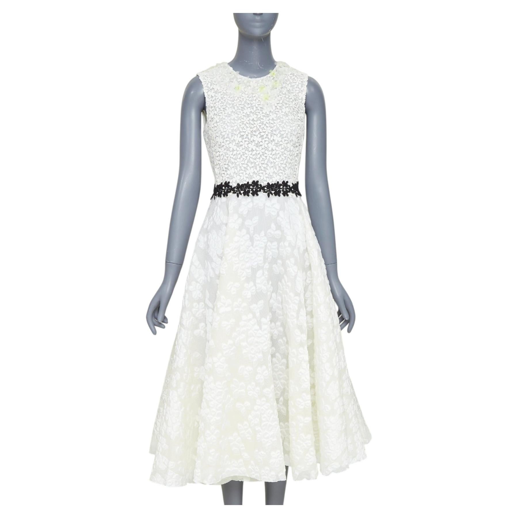 GIAMBATTISTA VALLI cloque lace bodice sleeveless skater bridal dress IT40 S