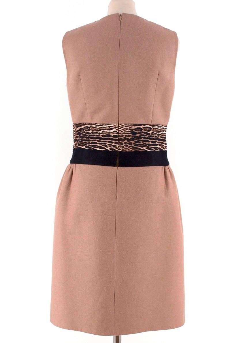 Brown Giambattista Valli contrast-waist wool-blend dress US 6 For Sale