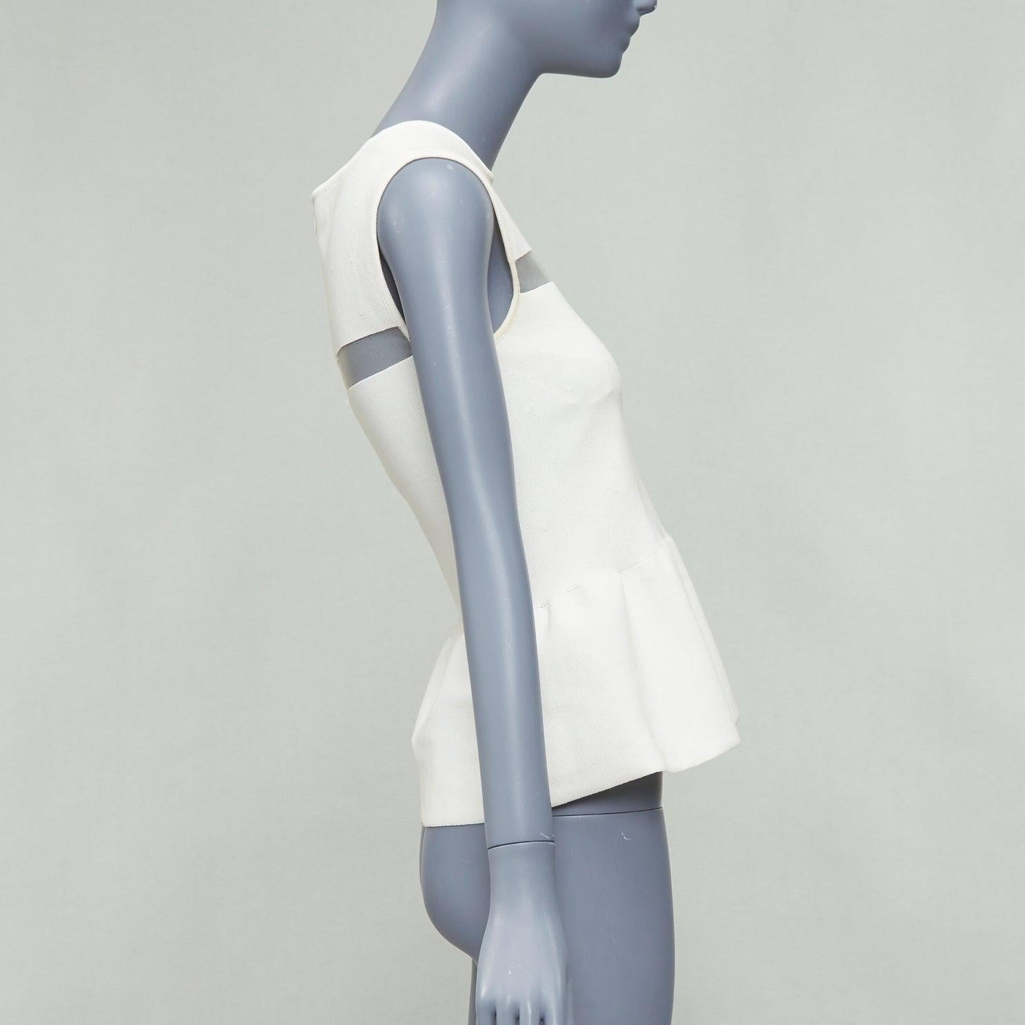GIAMBATTISTA VALLI cream cotton sheer panel peplum top IT38 XXS In Fair Condition For Sale In Hong Kong, NT
