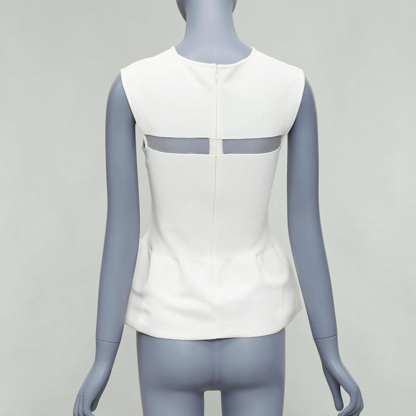 Women's GIAMBATTISTA VALLI cream cotton sheer panel peplum top IT38 XXS For Sale